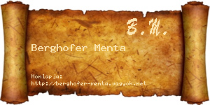 Berghofer Menta névjegykártya